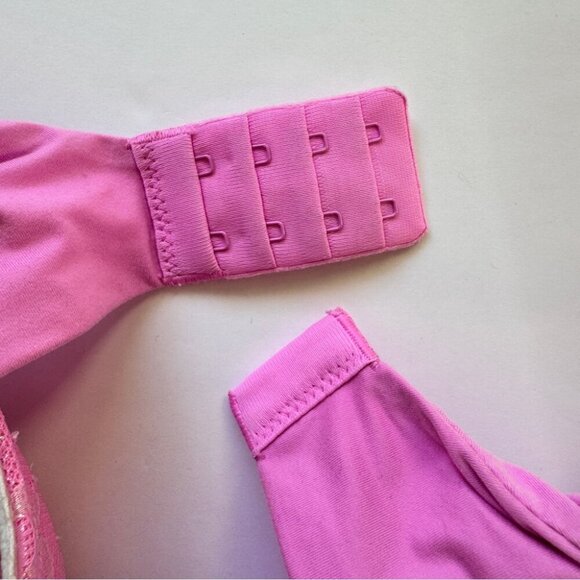 Victoria's Secret Bra Body By Victoria Lined Demi Pink Metallic Lace Bow Sz 36C - Picture 8 of 11